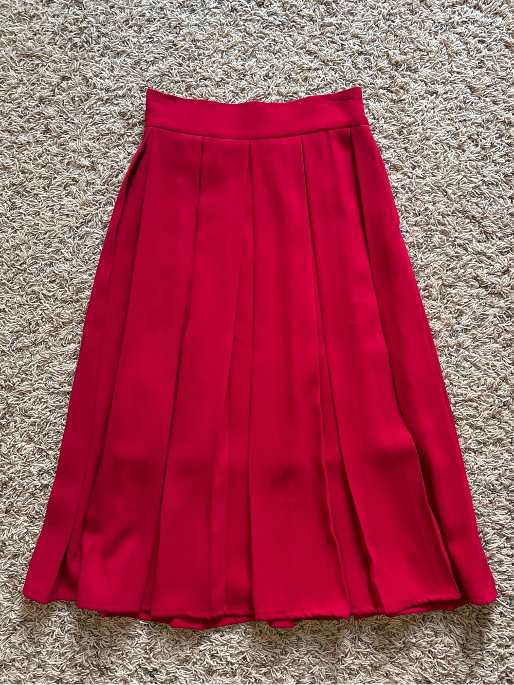 Oxygene Women’s Red Midi Pleated Skirt Classic Flowy Small Business Casual Forma